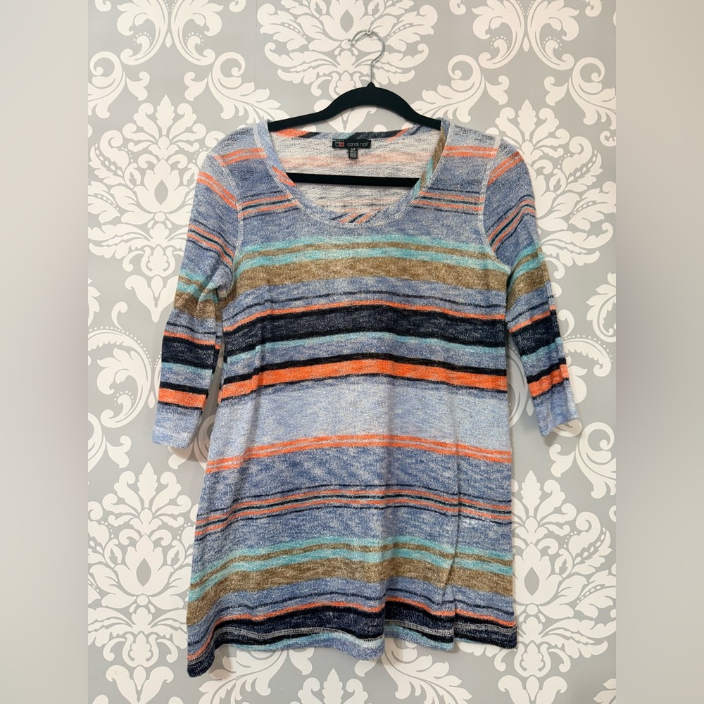 4/$25 • Carre Noir Colourful‎ Striped Scoopneck Top